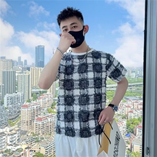圆领短袖格子男夏季薄款新款内搭夏季打底衫T199，男装T恤，星座1116A-2（原606A-1）