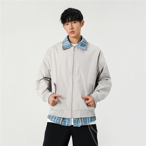 无影墙假两件翻领夹克外套男春秋拼接撞色美式CLeanfit飞行服 P80图片