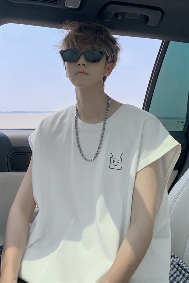 夏季重磅外景韩版潮流无袖T恤男青年帅气宽松坎肩背心BX00002/P25,男装T恤,电商B316