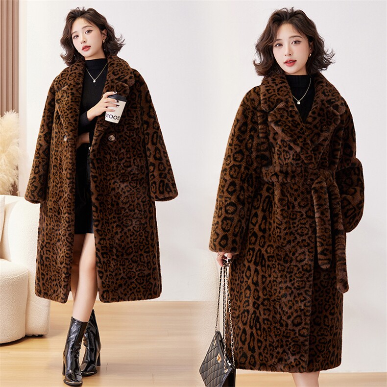 中长款风衣豹纹外套女秋季2024年新款韩版宽松显瘦小个子过膝大衣，女装皮草，潮流依族