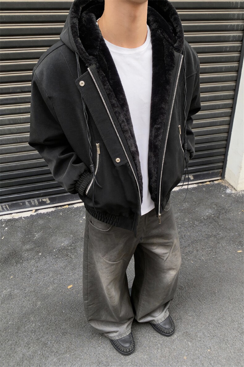 XZ514-2-25108-P110一体毛座山雕连帽棉服加厚保暖夹克冬季外套男,男装夹克,星座514-2(原B239)