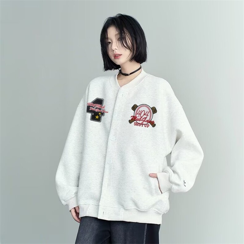 W10469-P73 网图现货 高质量刺绣400g华棉棒球服卫衣外套夹克图片