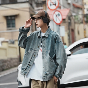 2025新款男士斜兜潮流休闲宽松牛仔工装夹克外套N9001/P105图片