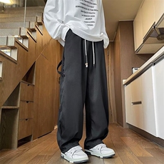 飘带拼接休闲裤男士韩版潮流高街帅百搭2024冬季ins长裤K5894-P37，男装休闲裤，星座412-2