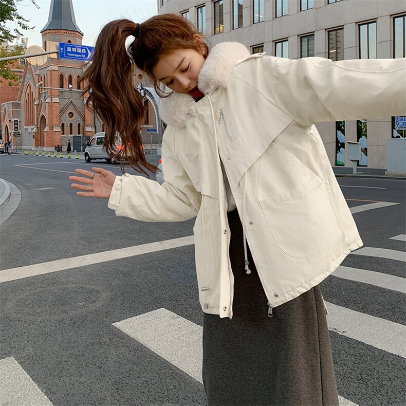 【现货】2025冬新大毛领连帽派克服棉衣外套2C037967P165K258,女装短外套,2C037