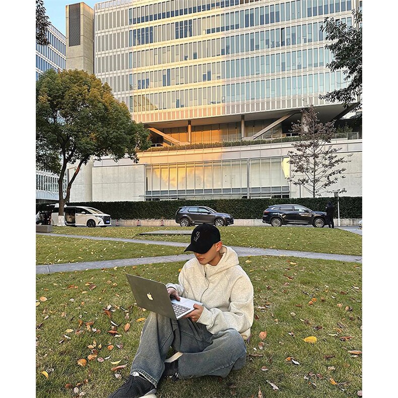 抖音得物高品质二开26春装重磅宽松结构拉链设计高领连帽卫衣W76,男装卫衣,电商A486