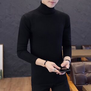 9630高领毛衣男士加绒纯色青年韩版潮宽松加厚针织打底衫图片