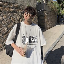 DX17100-P20 纯棉短袖t恤男大码半袖打底衫宽松体恤衫 港风图片