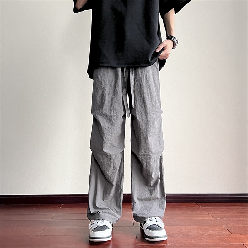 抖音品质-宽松休闲港风速干运动裤垂感褶皱212-2-PJ07-P45,男装休闲裤,星座808A-1