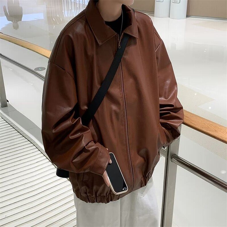 美式痞帅炸街机车皮夹克男潮港风cec街头潮牌宽松高级感休闲外套,男装夹克,星座601-1