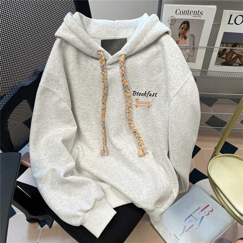 5567-P43韩版复古小众款慵懒风狗狗连帽卫衣,女装卫衣/绒衫,星座617A-2