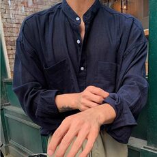 2025春季时尚潮牌新款男士圆领纯色长袖衬衫外套简约高级感白，男装衬衫，星座218-1（原230）