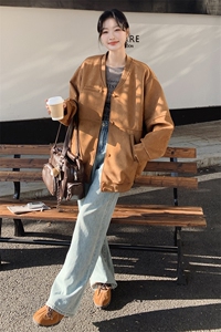 新品 2025春装麂皮绒棒球服宽松外套2C167-889-P155-K228图片