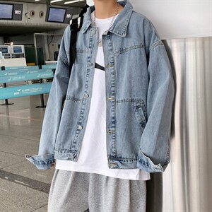 牛仔秋季潮ins港风痞帅复古休闲夹克2021新款百搭上衣 W1579-P55图片