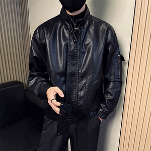 秋季新款拉链口袋机车皮衣男   A368-P5812-P158图片