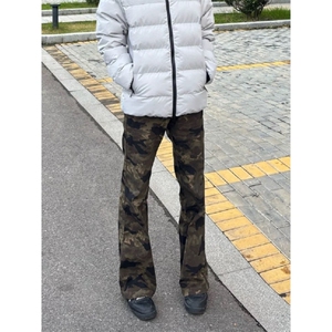 美式高街复古做旧简约迷彩牛仔裤男直筒微喇修身显瘦长裤H427 P38图片