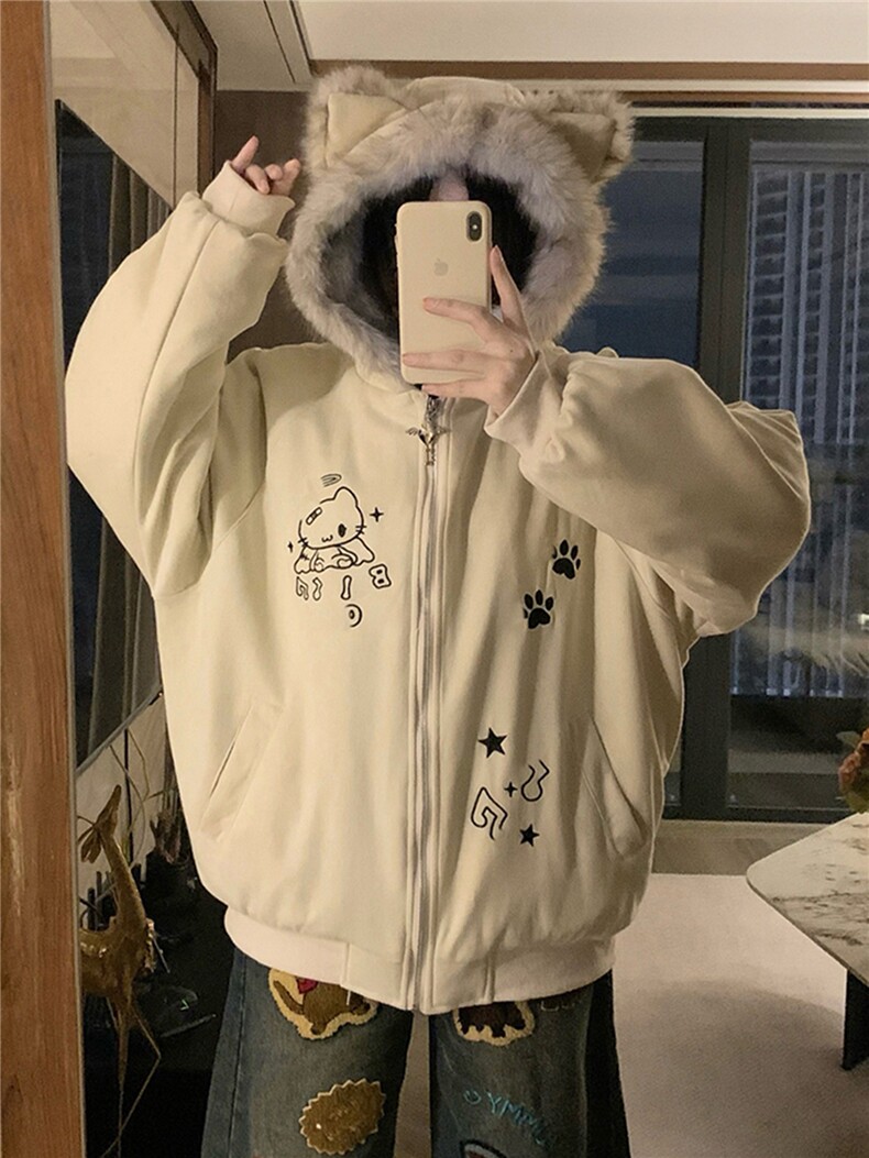 网图小众设计KT刺绣加厚座山雕毛绒外套男女冬季棉衣外套P108,男装棉衣,电商C306-1
