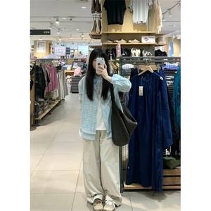 TC664-p45 慵懒风粉色格子2026新款衬衫长袖外套女秋冬款图片