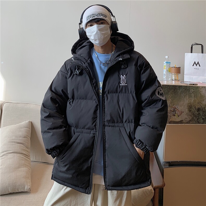 港风新品小兔刺绣宽松男士棉衣韩版情侣棉服冬装外套G1035P128,男装棉衣,电商A339