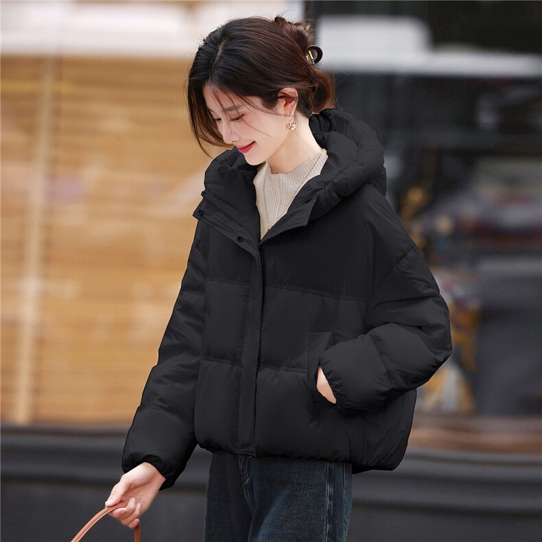 短款连帽羽绒服女2025年冬季新款小个子加厚保暖面包服白鸭绒外套,女装羽绒服,浙宝029