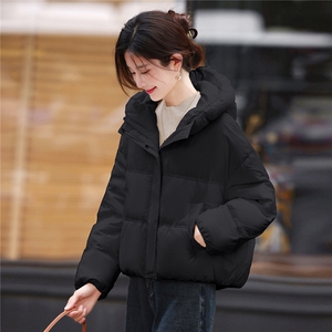 短款连帽羽绒服女2025年冬季新款小个子加厚保暖面包服白鸭绒外套图片