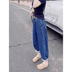2025夏季新款八分直筒牛仔裤女显瘦拼接弯刀裤大码薄款遮肉阔腿裤，男装牛仔裤，星座1210-1