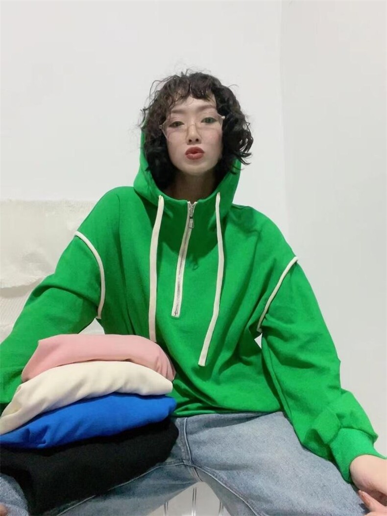 拼色卫衣，女装卫衣/绒衫，一颗柠檬