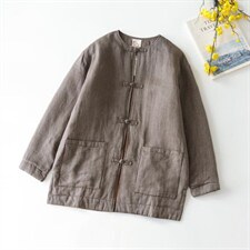 料盘扣衣，女装棉衣/棉服，蓝院