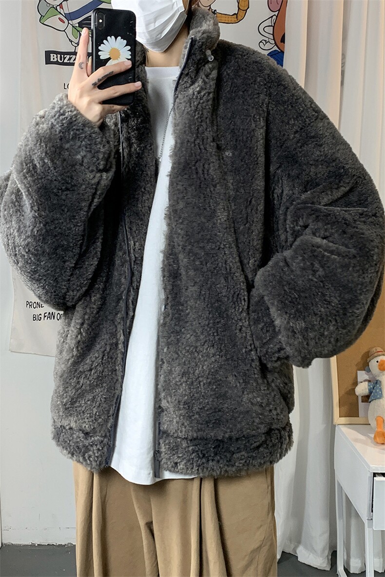 1羊羔毛棉衣外套男宽松加棉加厚ins大码情侣棉服7956P105控138,男装棉衣,星座226-2