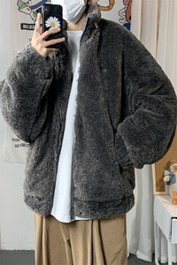 1羊羔毛棉衣外套男宽松加棉加厚ins大码情侣棉服7956P105控138图片