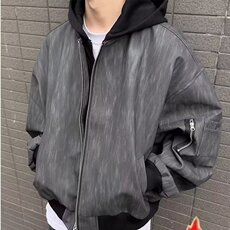 PY307-美式复古连帽宽松休闲短款pu皮纹理夹克外套-网络图，男装夹克，星座1002-2