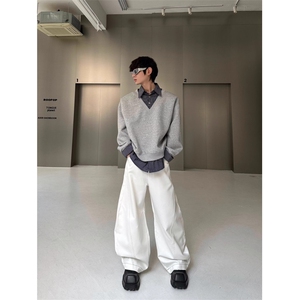 1506/Q82910/P49春季假两件衬衫领卫衣上衣潮男宽松百搭套头衣服图片