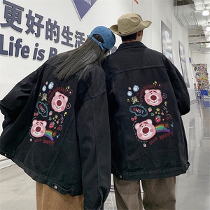 春季港风大码不一样情侣学生印花牛仔外套男JK559-P6588图片