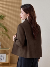 纯色双面羊毛大衣女2025秋冬新款减龄小个子双面羊绒短款外套，女装羊绒大衣，韩宇舍