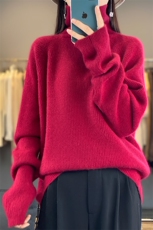 2024年秋季羊毛套头纯色高领长袖时尚针织羊毛衫，女装羊毛衫，冀清阳荣