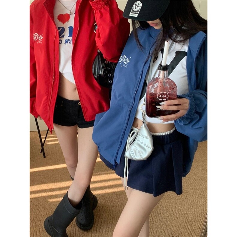 P55网图JK8826小马丁帆布外套纯棉孔雀蓝M到3XL,女装短外套,星座506A