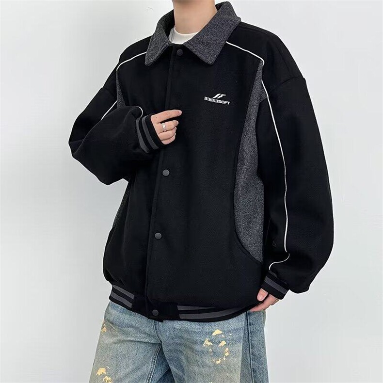 早秋情侣装春秋2025新款拼接夹克男美式棒球服外套小众设计高级感,男装夹克,星座506A