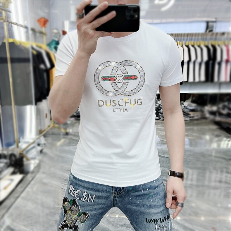 新款时尚高端精品欧货夏季男T恤短袖潮流抖音A227B-A-706-P45图片