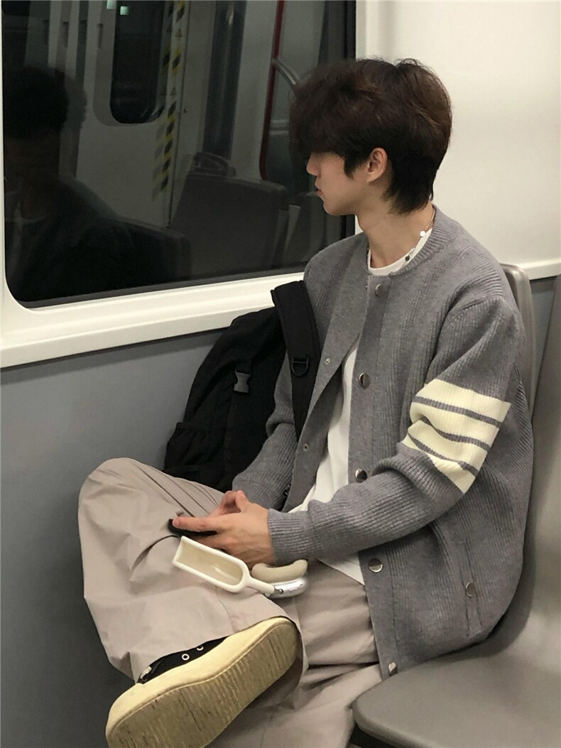 美式复古四条杠针织衫男款秋冬高级感慵懒风毛衣cleanfit开衫外套,男装针织衫/毛衣,星座1007（原301D）