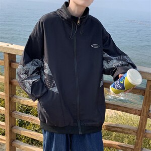 2021秋季新款夹克日系立领复古印花宽松百搭潮牌外套  W1146-P49图片