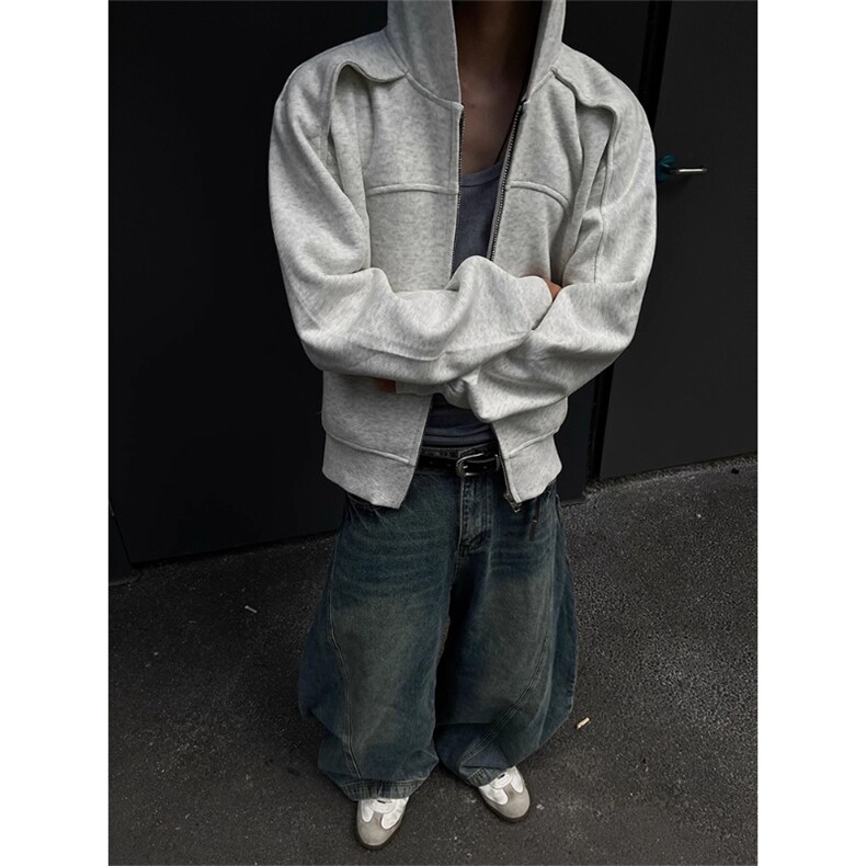 解构连帽卫衣硬挺重磅廓形开衫外套夹克WY604特P65,男装夹克,星座908-1