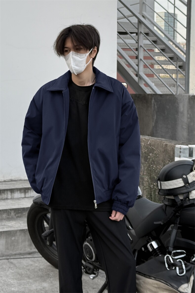 重磅夹棉加厚保暖翻领飞行夹克男秋冬季潮牌宽松廓形工装棉服外套,男装棉衣,电商A233-1