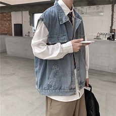 牛仔马甲男2025年秋季新款宽松夹克港风百搭工装外套MJ141-P50，男装背心/马甲，星座1103-3