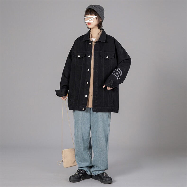 2021秋新中性风蒙马特大码男破洞字母刺绣牛仔夹克外套NJ8023-P70,男装夹克,电商A001