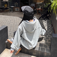 抖音得物高品质秋冬美式高街重磅结构辑明线纹理连帽卫衣外套W111，女装短外套，电商A486-1