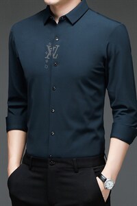 高档长袖衬衫中青年春秋季休闲时尚衬衣百搭男装上衣 HM2223-P98图片