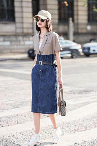 现货牛仔连衣裙，女装连衣裙，春语雨桐