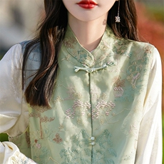 女士气质优雅古风刺绣马甲，女装马甲，臻维羊绒