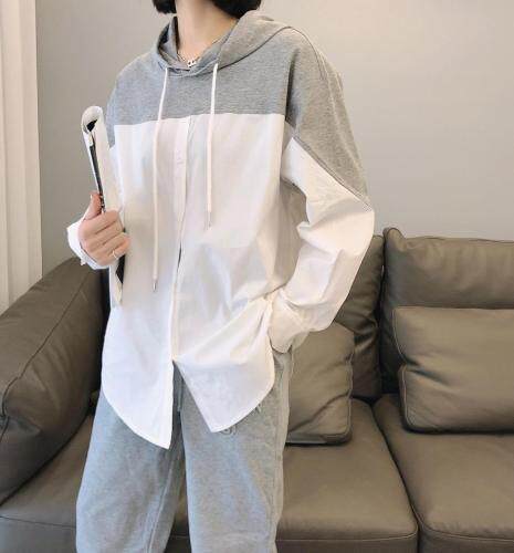 春季新款带帽衬衫，女装衬衫，东东秀