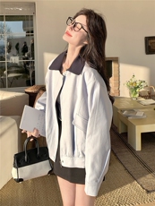 2026春装新款浅蓝色小清新夹克外套可脱卸领子韩版上衣女，女装短外套，时尚风爆